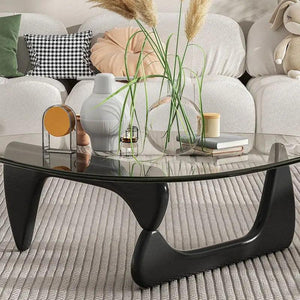 Triangle Glass Coffee Table Transparent Glass Coffee Table Solid Wood Living Room Minimalist Tea Table Modern Nordic Furniture