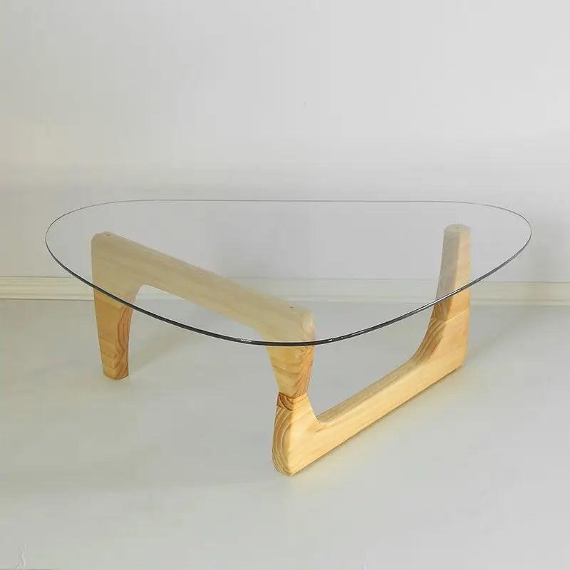 Triangle Glass Coffee Table Transparent Glass Coffee Table Solid Wood Living Room Minimalist Tea Table Modern Nordic Furniture