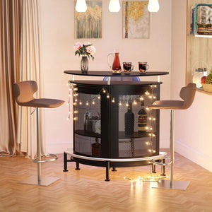 Tribesigns Bar Unit, 4 Tiers Home Bar Table with Storage and Stemware Holder,Mini Bar with Footrest and Crescent Shaped Counter