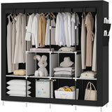 UDEAR Portable Closet Large Wardrobe Closet Clothes Organizer with 6 Storage Shelves（black/grey/beige）optional