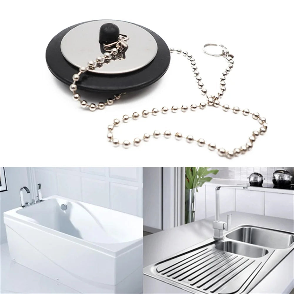 Universal Rubber Sink Plug With Chain Rubber Choke Bathtub Drain Stopper With Chain Chain Rubber Water Stopper Rubber Bathtub