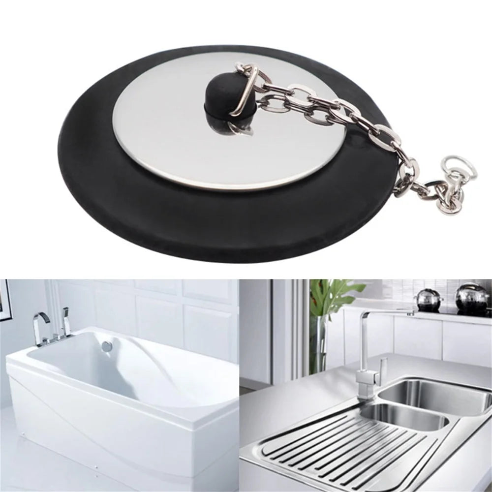 Universal Rubber Sink Plug With Chain Rubber Choke Bathtub Drain Stopper With Chain Chain Rubber Water Stopper Rubber Bathtub