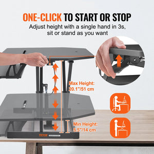 VEVOR Double-Layer Standing Desk Converter 36" x 23.6" Height Adjustable Standing Desk Sit to Stand Converter Stand Up Home Desk