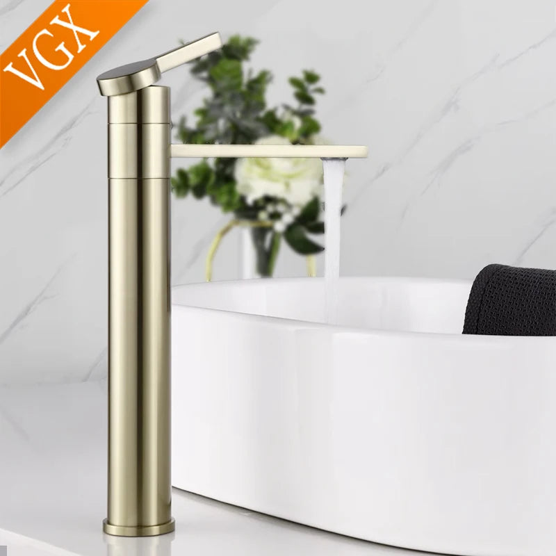 VGX Grifos de baño Mezclador de Lavabo Alto Fregadero Grifo Alto Grifos de Lavabo Gourmet Grifo de Agua Frío Caliente Grifo de 360 ​​​​° Grúa Latón Negro