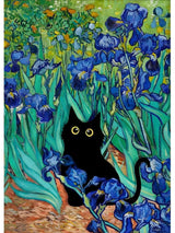 Van Gogh Famous Artworks The Starry Night Black Cat Funny Posters Canvas Painting Masterpiece Reproduction Wall Art Home Decor