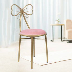 Vanity Chair Pink Velvet Cushion Gold Butterfly Makeup Leisure Chair Living Room Makeup Stool Chair Seat W/ Golden Metal Legs