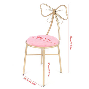 Vanity Chair Pink Velvet Cushion Gold Butterfly Makeup Leisure Chair Living Room Makeup Stool Chair Seat W/ Golden Metal Legs