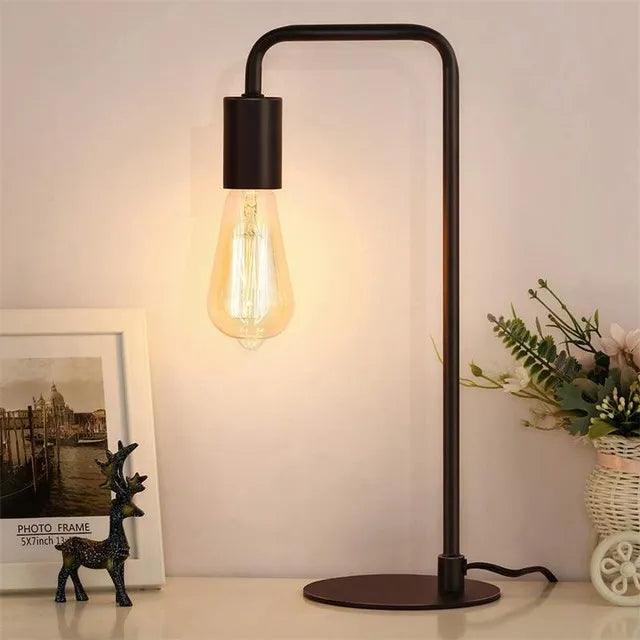 WLGNM Retro Desk Table Lamp Lights For Bedroom Bedside Dimmable Wrought Iron Wooden Creative Home Deco Desktop Decoration Lights