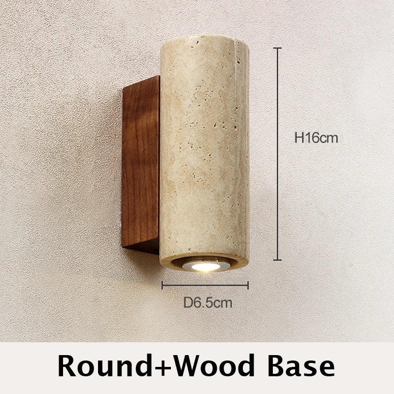 Wabi Sabi Yellow Marble Wall Lamp Led Bedside Japan Bedroom Living Room Wall Light Travertine Stair Corridor Decor Sconce