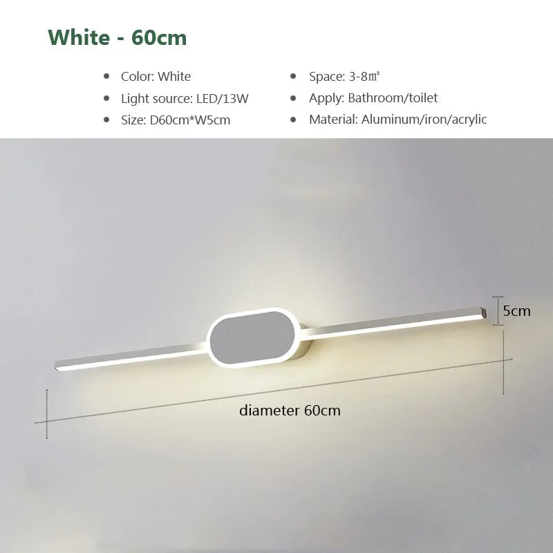 Wall Lamp above Mirror LED long sconces for Bathroom Vanity Makeup Dressing Toilet Bedside Home Decor Interior Light Fixtures