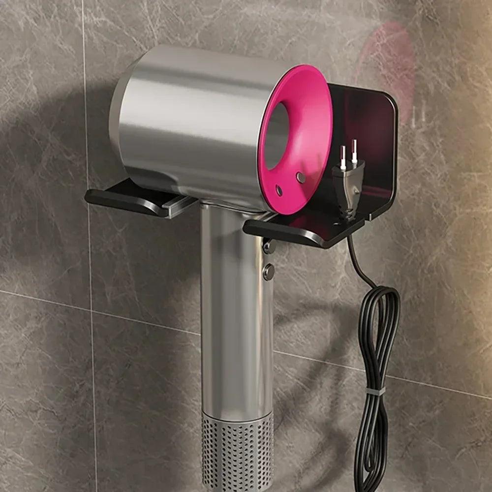 Wall Mounted Hair Dryer Holder For Dyson Bathroom Shelf without Drilling Plastic Hair dryer stand Bathroom Organizer