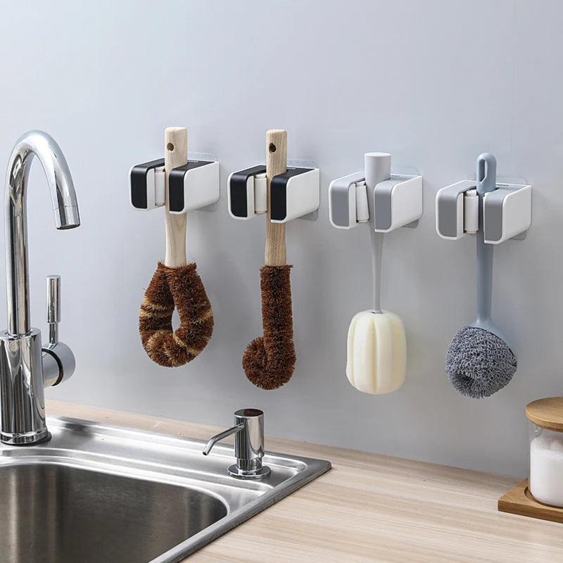 Wall Mounted Mop Holder Bathroom Accessories No punching Multi-Purpose Kitchen Strong Mop Hanger Broom Holder Mop Racks