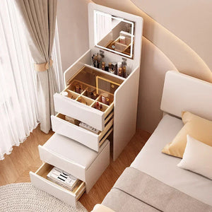 White Luxury Dressers Vanity Mirror Drawer Bedroom Minimalist Makeup Room Desk Lights Drawers Schminktisch Household Items