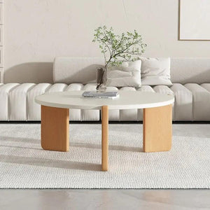 White Wood Round Coffee Tables Luxury Nordic Simple Floor Cheap Coffee Table Clear Minimalist Basse De Salon Home Furniture