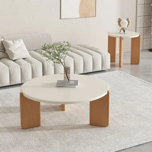 White Wood Round Coffee Tables Luxury Nordic Simple Floor Cheap Coffee Table Clear Minimalist Basse De Salon Home Furniture