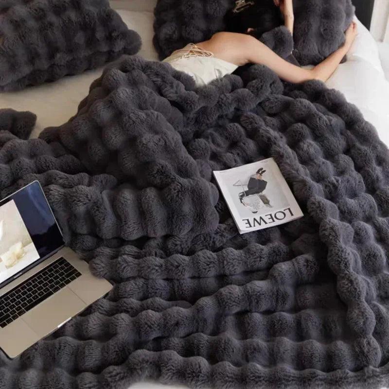 Winter Blanket Autumn Luxury Imitation Fur Plush Super Soft Warm Blankets Bed Sofa Cover Fluffy Throw Blanket Bedroom Couch