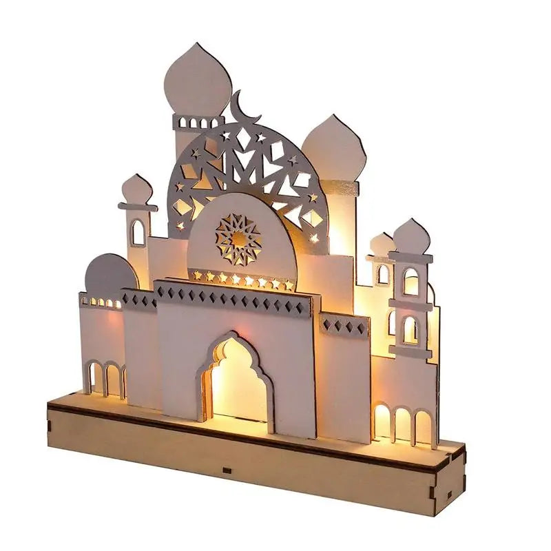 Wooden Eid Mubarak LED Night Lights Muslim Ramadan Decoration For Home Islamic Muslim Party Aid Mubarak Decor Party Supplies