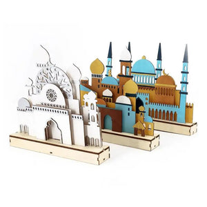 Wooden Eid Mubarak LED Night Lights Muslim Ramadan Decoration For Home Islamic Muslim Party Aid Mubarak Decor Party Supplies