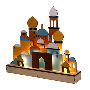 Wooden Eid Mubarak LED Night Lights Muslim Ramadan Decoration For Home Islamic Muslim Party Aid Mubarak Decor Party Supplies