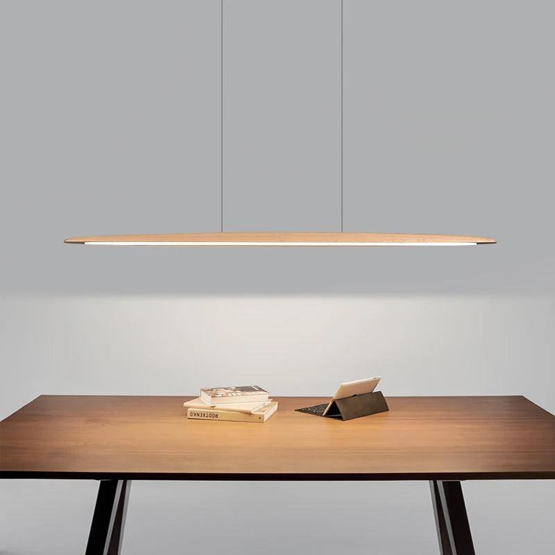 Wooden Pendant Lights Hanging Lamps Modern Table LED Long Linear Light Kitchen Island Office Bar Lighting for Dining Living Room