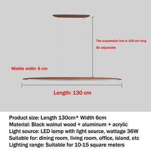 Wooden Pendant Lights Hanging Lamps Modern Table LED Long Linear Light Kitchen Island Office Bar Lighting for Dining Living Room