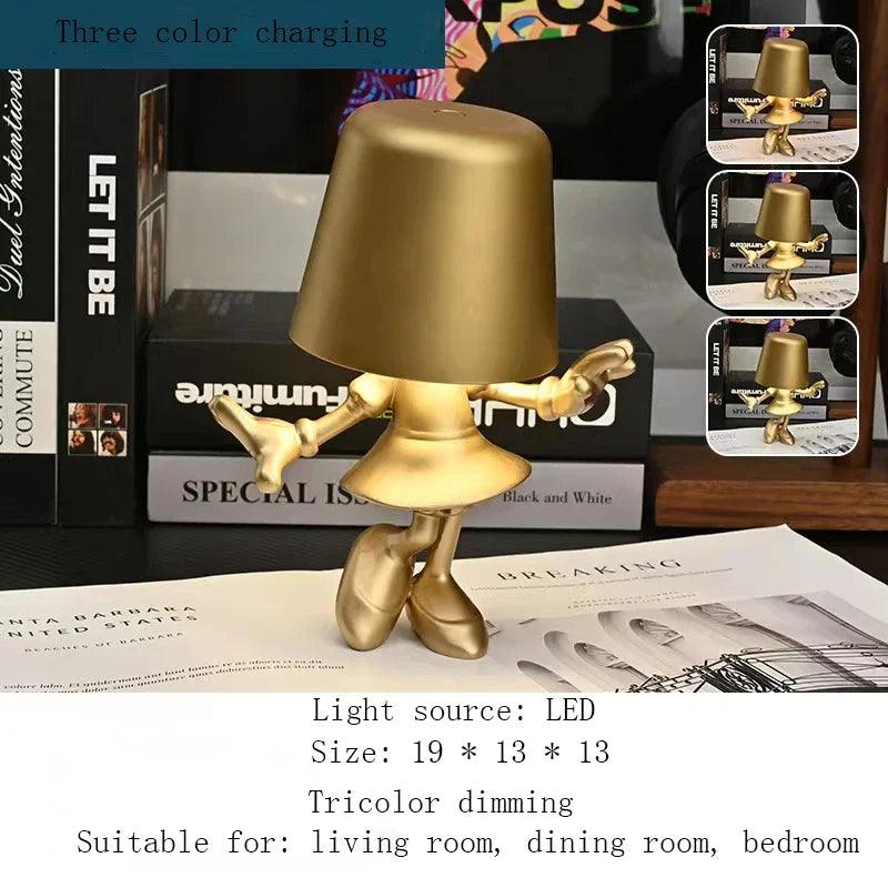 XiaoJinRen Touch Desk Lamp, Study Room, Bedside Lamp, Italian INS Decorative Resin Lamp, USB Charging