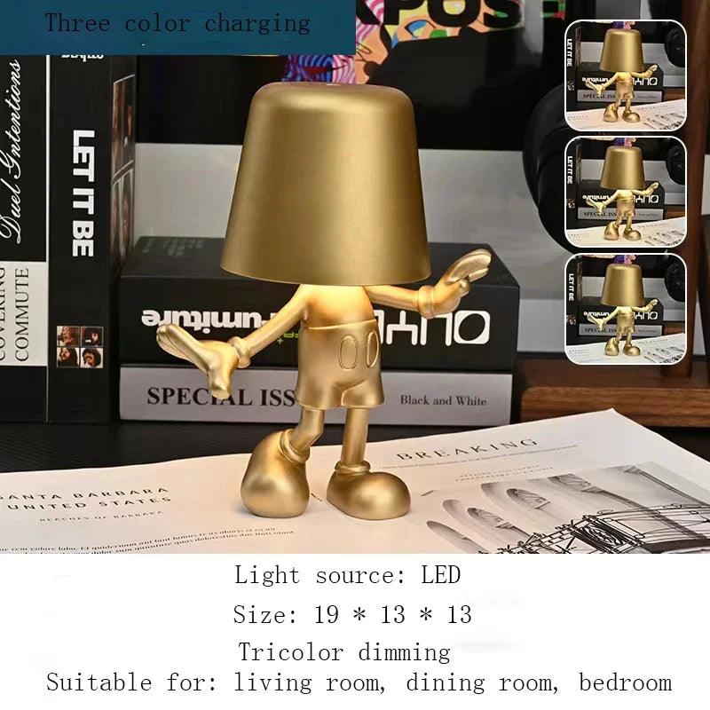 XiaoJinRen Touch Desk Lamp, Study Room, Bedside Lamp, Italian INS Decorative Resin Lamp, USB Charging