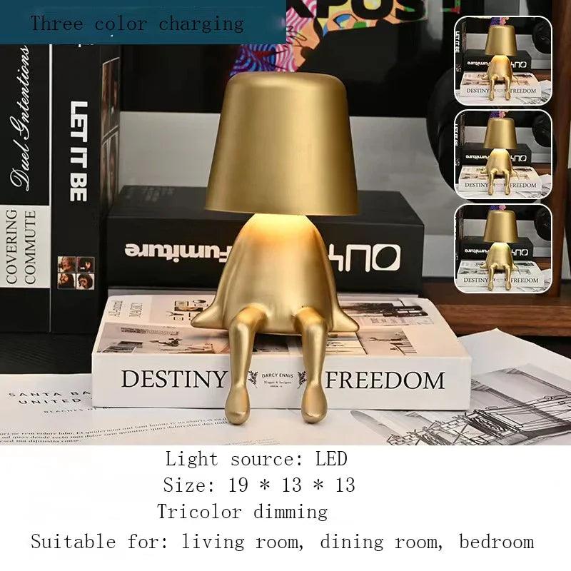 XiaoJinRen Touch Desk Lamp, Study Room, Bedside Lamp, Italian INS Decorative Resin Lamp, USB Charging