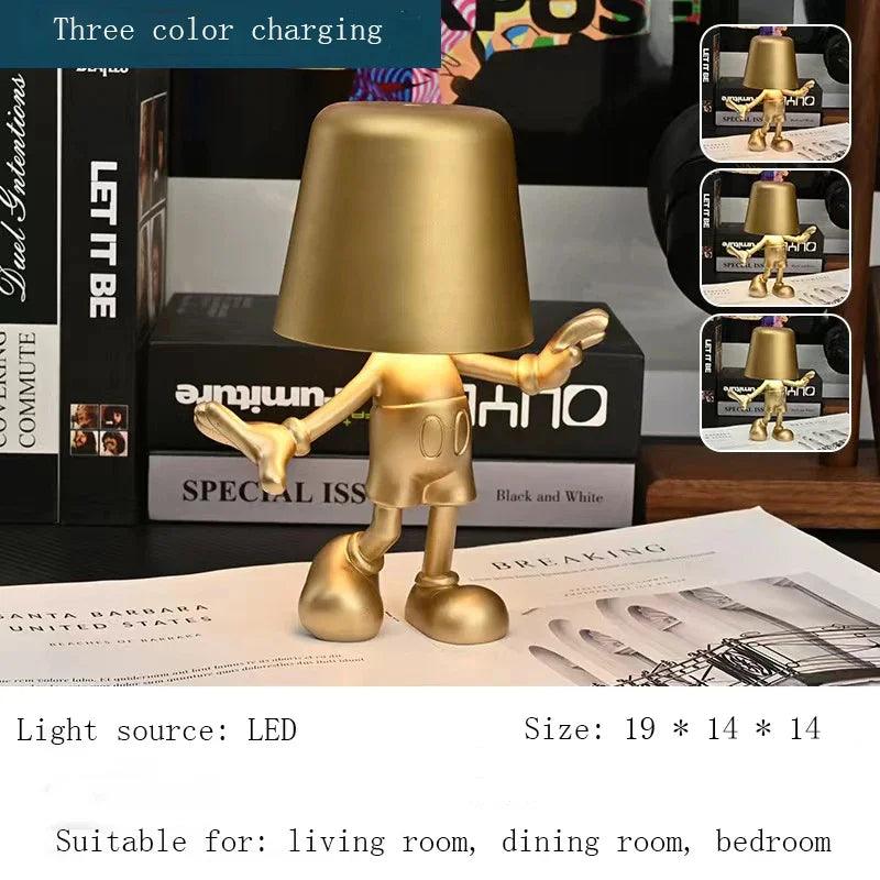 XiaoJinRen Touch Desk Lamp, Study Room, Bedside Lamp, Italian INS Decorative Resin Lamp, USB Charging