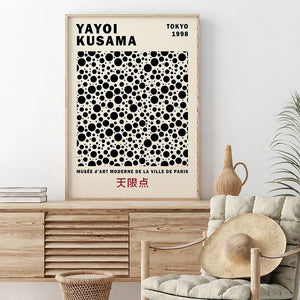 Yayoi Kusama Abstract Line Dots Canvas Art Poster and Print Black Green Canvas Painting Wall Art Picture for Room Home Decor