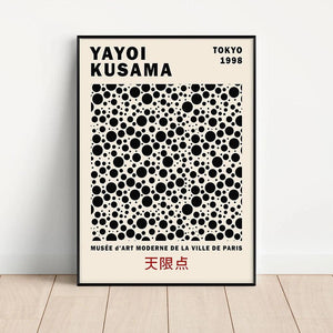 Yayoi Kusama Abstract Line Dots Canvas Art Poster and Print Black Green Canvas Painting Wall Art Picture for Room Home Decor