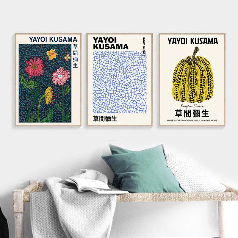 Yayoi Kusama Pumpkin Flower Posters Prints Abstract Wall Art Canvas Painting Nordic Modern Pictures For Living Room Home Decor