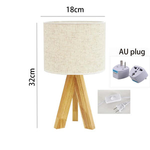 ZK50 Desktop Decorative Lighting Table Lamp LED Wooden Bedside Lamp Tripod Table Lamp Retro Linen Lamp Shade Bedroom E27