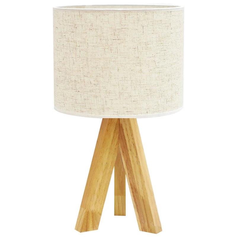 ZK50 Desktop Decorative Lighting Table Lamp LED Wooden Bedside Lamp Tripod Table Lamp Retro Linen Lamp Shade Bedroom E27