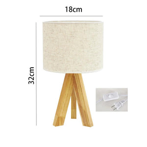 ZK50 Desktop Decorative Lighting Table Lamp LED Wooden Bedside Lamp Tripod Table Lamp Retro Linen Lamp Shade Bedroom E27