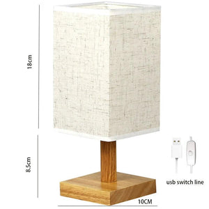 ZK50 Desktop Decorative Lighting Table Lamp LED Wooden Bedside Lamp Tripod Table Lamp Retro Linen Lamp Shade Bedroom E27