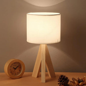 ZK50 Desktop Decorative Lighting Table Lamp LED Wooden Bedside Lamp Tripod Table Lamp Retro Linen Lamp Shade Bedroom E27