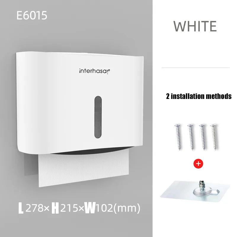 interhasa! Paper Towel Dispenser Wall Tissue Dispenser Paper Towel Holder Punch Free Towel Dispenser for Bathroom Toilet