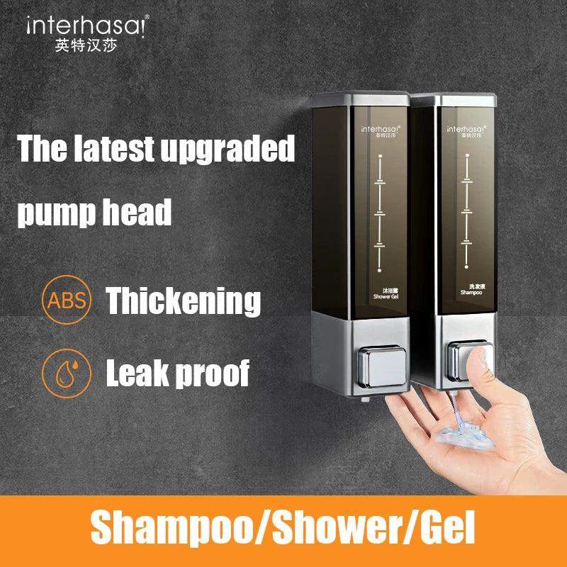 interhasa! Shampoo Dispenser Wall Soap Dispenser Shower Dispenser Chrome Finish Square Liquid Soap Bottle Bathroom Accessories