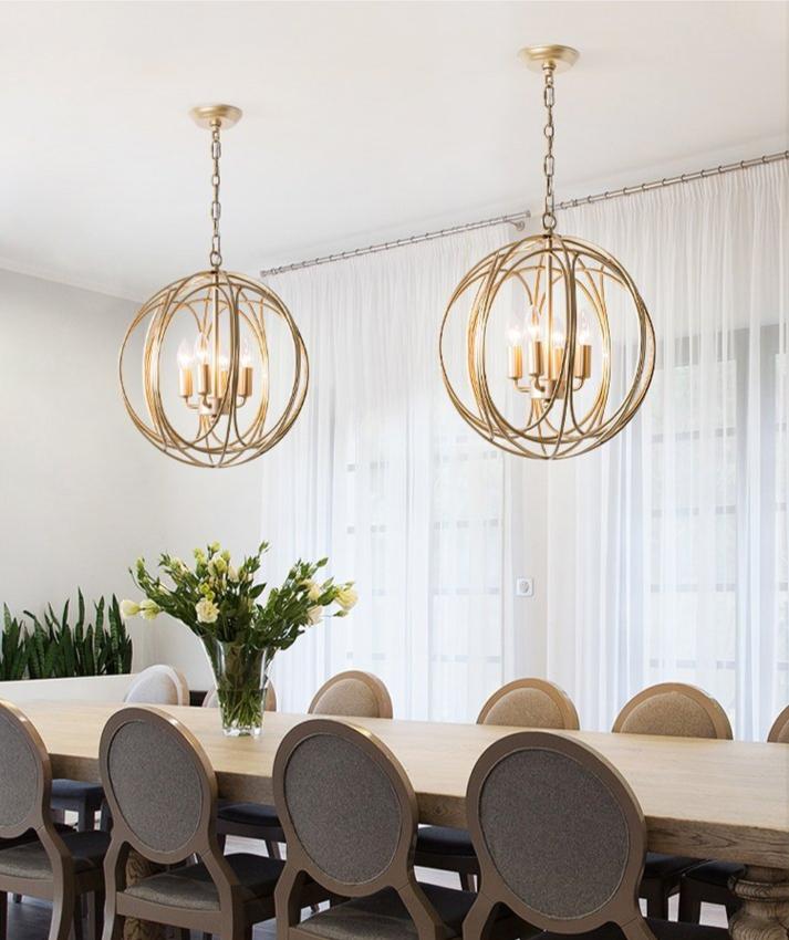 Gold Circle Cage Chandelier