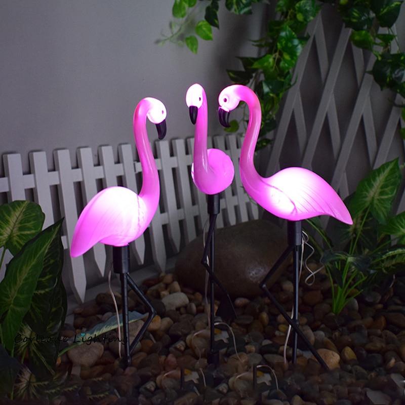 Solar-Powered Flamingo Lawn Lights